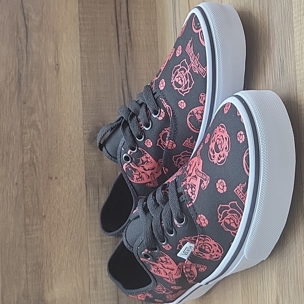 Vans  Black and Pink Patterned Sneakers - Picture 8 of 11